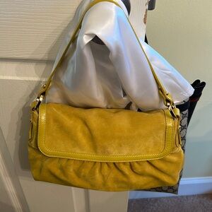 Fendi Suede Yellow Handbag - Mustard